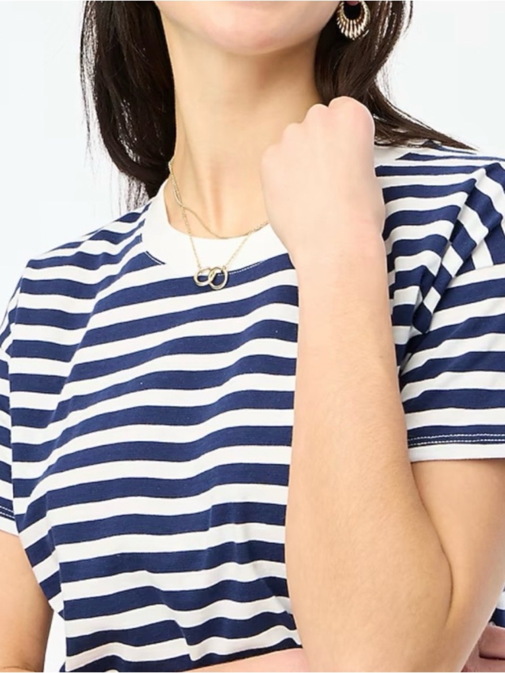 J CREW FACTORY Dark Antique Navy & White Stripe Short Sleeve Crewneck Tee